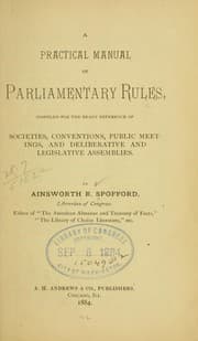 Tapa de A practical manual of parliamentary rules