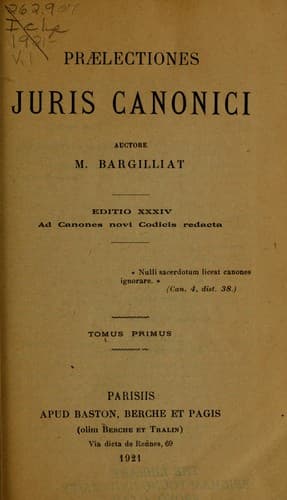 Tapa de Praelectiones juris canonici