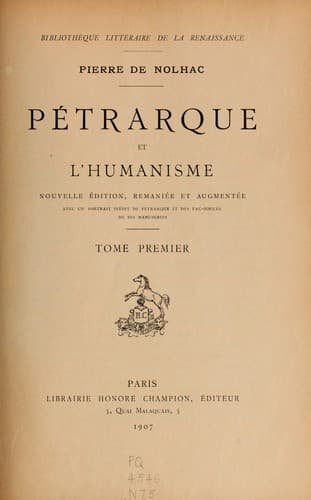 Tapa de Pétrarque et l'humanisme