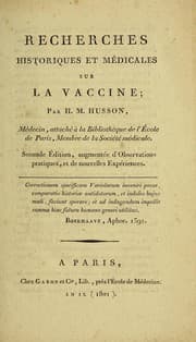 Tapa de Recherches historiques et médicales sur la vaccine
