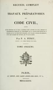 Tapa de Recueil complet des travaux préparatoires du code civil