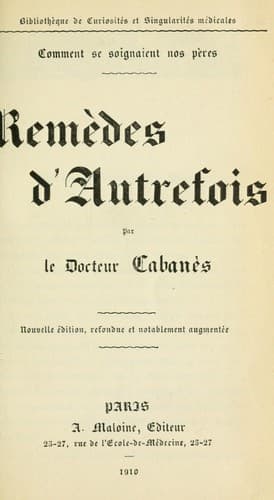 Tapa de Remèdes d'autrefois