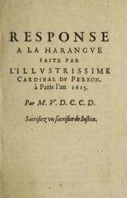 Tapa de Response a la Harangve faite par l'illvstrissime cardinal Dv Perron