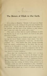 Tapa de The return of Elijah to our earth