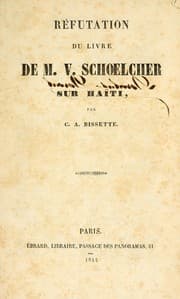 Tapa de Réfutation du livre de M. V. Schoelcher sur Haïti