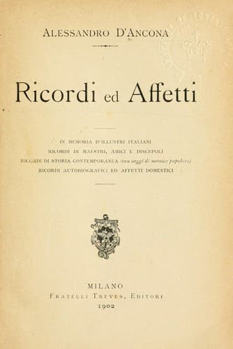 Tapa de Ricordi ed affetti