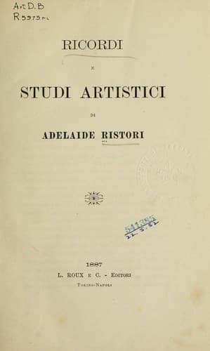 Tapa de Ricordi e studi artistici