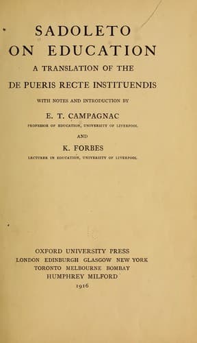 Tapa de Sadoleto on education