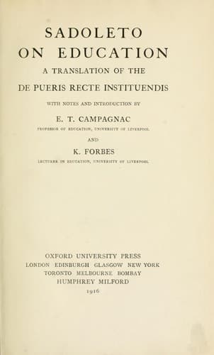 Tapa de Sadoleto On education