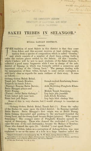 Tapa de Sakei tribes in Selangor