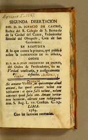 Tapa de Segunda disertacion del D. D. Ignacio de Castro ...
