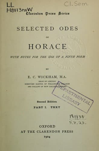 Tapa de Selected odes of Horace