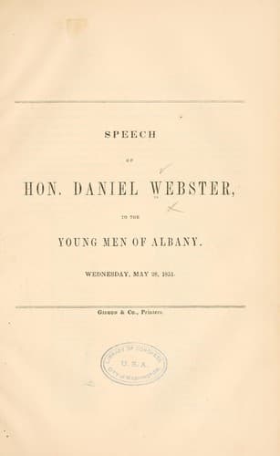 Tapa de Speech of Hon. Daniel Webster