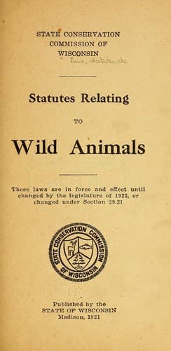 Tapa de Statutes relating to wild animals ...