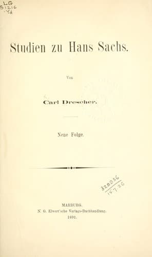 Tapa de Studien zu Hans Sachs