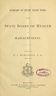 Tapa de Summary of seven years' work of the State Board of Health of Massachusetts