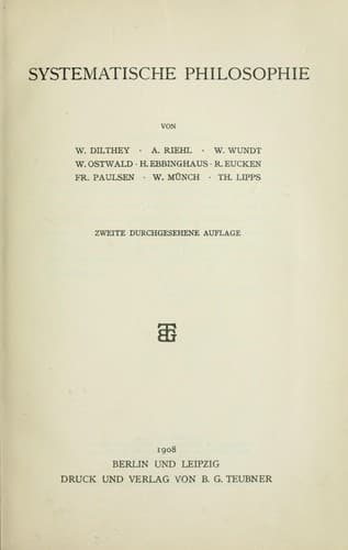 Tapa de Systematische philosophie