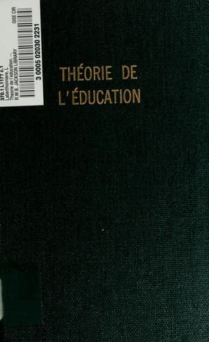 Tapa de Theorie de l'education. --