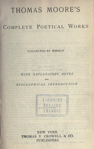 Tapa de Thomas Moore's complete poetical works