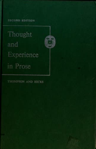 Tapa de Thought and experience in prose