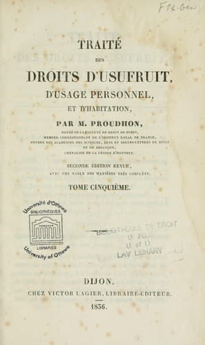 Tapa de Traité des droits d'usufruit