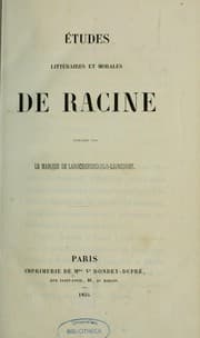 Tapa de Études littéraires et morales de Racine