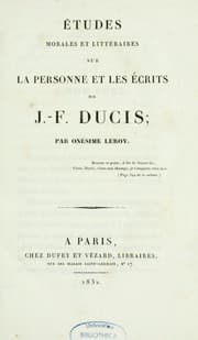 Tapa de Études morales et littéraires sur la personne et les écrits de J.-F. Ducis
