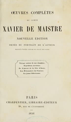 Tapa de Œuvres complètes du comte Xavier de Maistre