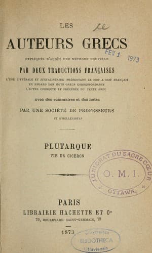 Tapa de Vie de Cicéron