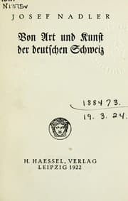 Tapa de Von Art und Kunst der deutschen Schweiz