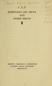 Tapa de Whistler's art dicta and other essays