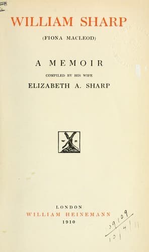 Tapa de William Sharp (Fiona Macleod) a memoir