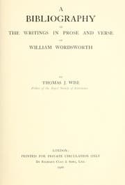 Tapa de A bibliography of the writings in prose and verse of William Wordsworth