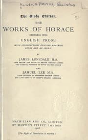 Tapa de The works of Horace, rendered into English prose, with introductions, running analysis, notes, and an index by James Lonsdale and Samuel Lee
