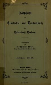 Tapa de Zeitschrift fur Geschichte und Landeskunde der Provinz Posen