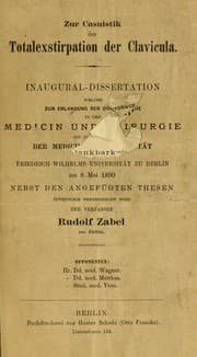 Tapa de Zur Casuistik der Totalexstirpation der Clavicula