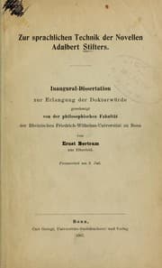 Tapa de Zur sprachlichen Technik der Novellen Adalbert Stifters