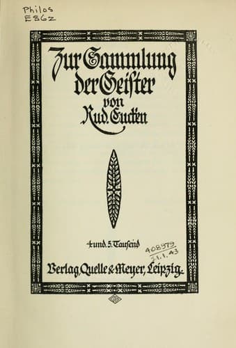 Tapa de Zur Sammlung der Geister