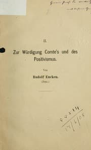 Tapa de Zur Würdigung Comte's und des Positivismus