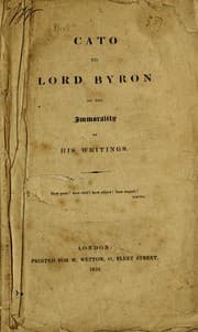 Tapa de Cato [pseud.] to Lord Byron on the immorality of his writings