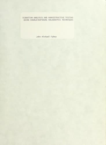 Tapa de Vibration analysis and nondestructive testing using double-exposure holographic techniques