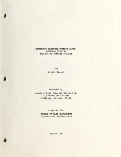 Tapa de Community research working paper