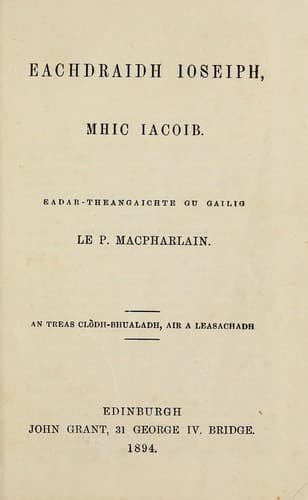 Tapa de Eachdraidh Ioseiph, mhic Iacoib