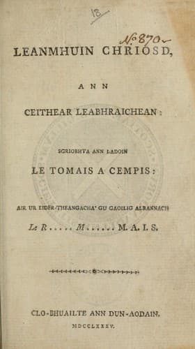 Tapa de Leanmhuin Chriosd, ann ceithear leabhraichean
