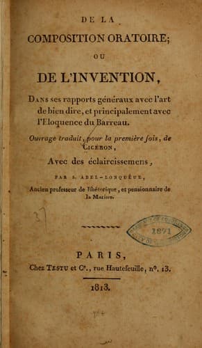 Tapa de De la composition oratoire