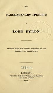 Tapa de The parliamentary speeches of Lord Byron