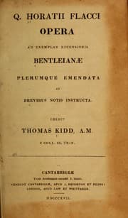 Tapa de Opera ad examplar recensionis Bentleianæ plerumque emendata et brevibus notis instructa