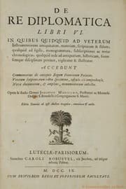 Tapa de De re diplomatica libri VI. in quibus quidquid ad veterum instrumentorum antiquitatem, materiam, scripturam, & stilum