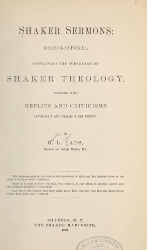 Tapa de Shaker sermons, scripto-rational