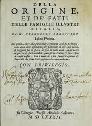 Tapa de Della origine et de' fatti delle famiglie illvstri d'Italia